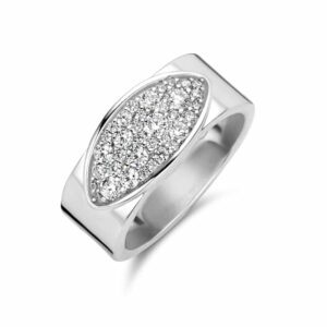 Bague bandeau en argent 925 et oxydes de zirconium