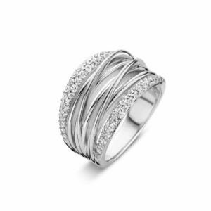 Bague argent multi fils et oxydes zirconium