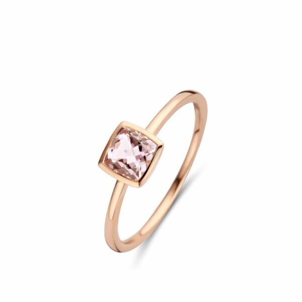 bague mini coussin topaze blue london or rose 18 carats – Image 2