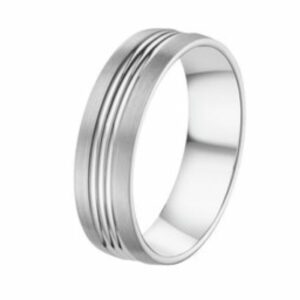 Bague alliance or blanc 18 carats palladié brossé/poli