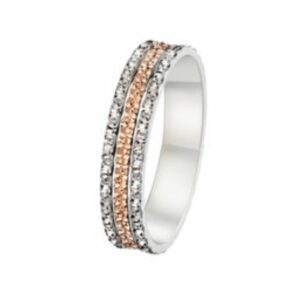 Bague alliance bicolore or blanc palladié et rose ciselé 18 carats