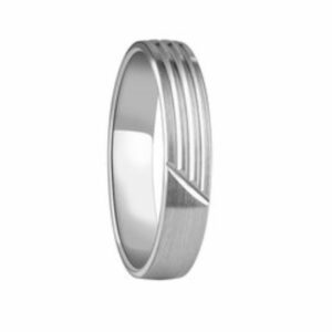 Bague alliance or blanc palladié 18 carats fantaisie brossée