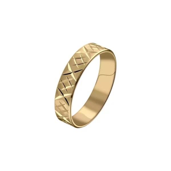 bague alliance or jaune 18 carats large design poli et martelée. Cherbourg. – Image 4