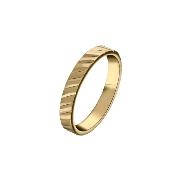 bague alliance mariage or blanc palladié 18 carats striée – Image 2