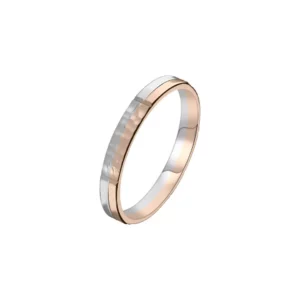 bague alliance mariage bicolore or rouge et blanc palladié 18 carats semi martelée