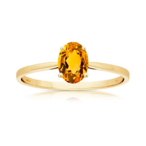 Bague citrine ovale facettée 7x5mm or jaune 18 carats 750/000ème