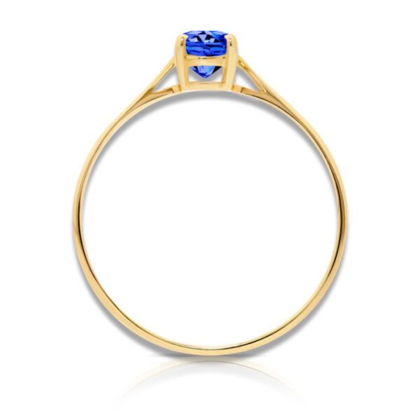 Bague solitaire 4 griffes Tanzanite AAA Ovale 7 x 5 mm or jaune 18 carats. Cherbourg – Image 3