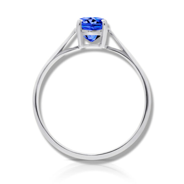 Bague solitaire 4 griffes Tanzanite AAA Ovale 7 x 5 mm or jaune 18 carats. Cherbourg – Image 6