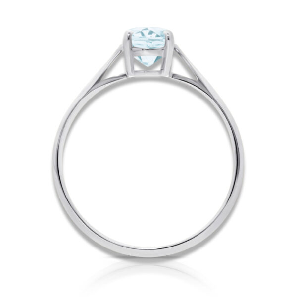Bague Aigue-marine ovale 9x7mm or blanc 18 carats 750/000ème – Image 3