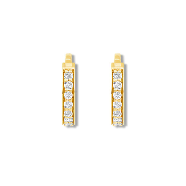Boucles d'oreilles mini créoles diamants or jaune 18 carats serties rail – Image 2