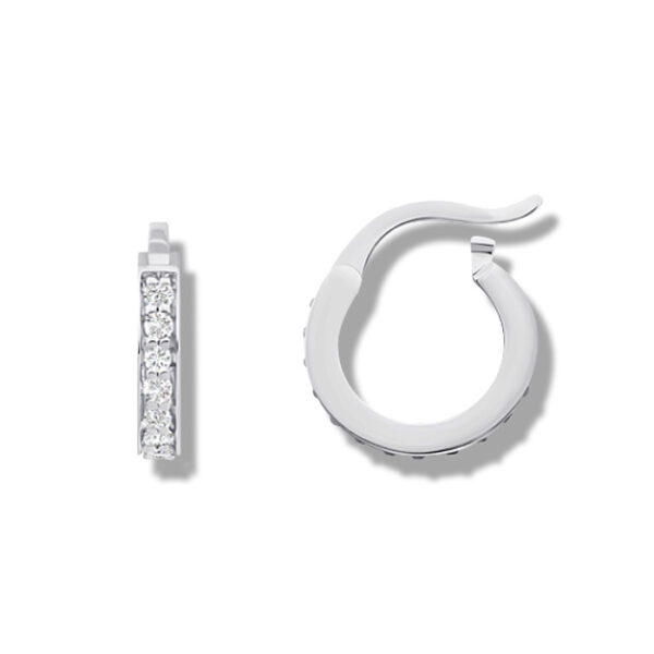 Boucles d'oreilles mini créoles diamants or jaune 18 carats serties rail – Image 3