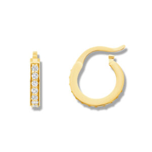 Boucles d'oreilles mini créoles diamants or jaune 18 carats serties rail