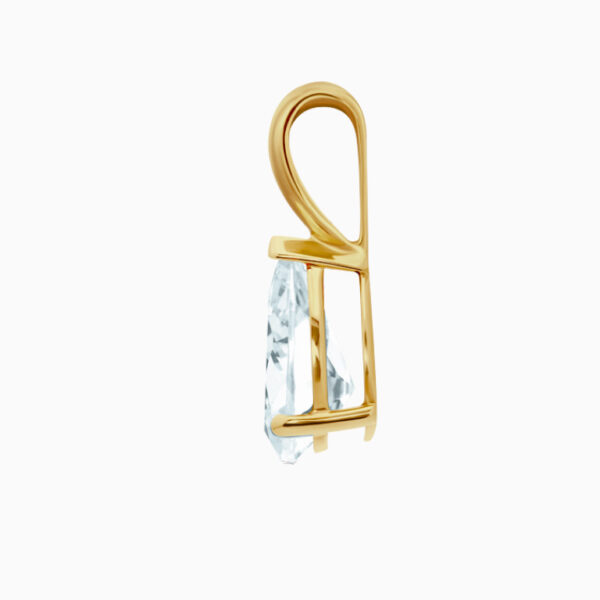Pendentif solitaire griffes Aigue marine poire 10.5X7.5mm or jaune 18 carats 750/000ème – Image 2
