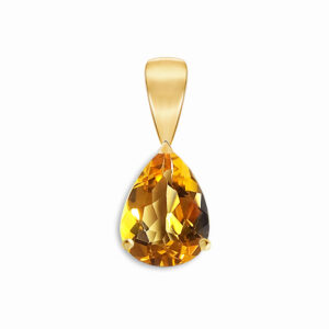 Pendentif poire citrine 8x6mm or jaune 18 carats 750/000ème
