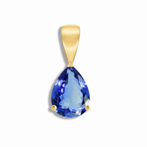 Pendentif poire Tanzanite 8x6 mm or jaune 18 carats 750/000