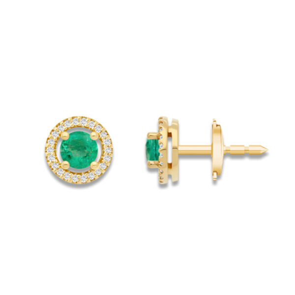 Bague saphir de Ceylan 4mm entourage et bas de corps diamants or jaune 18 carats – Image 7