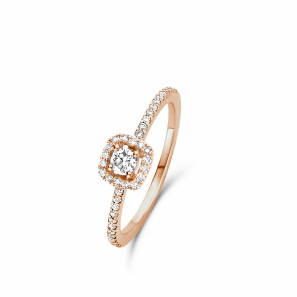 Solitaire entourage diamants or rose 18 carats One More Joaillerie – Image 8