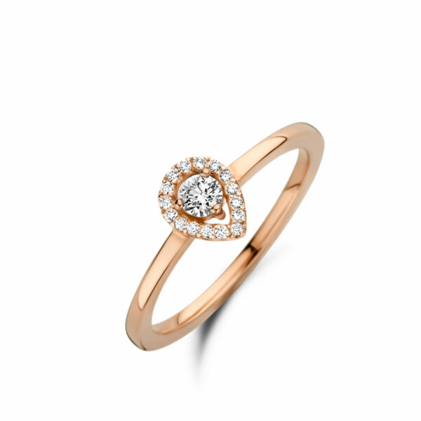 Solitaire diamant accompagné forme poire or blanc 18 carats – Image 4