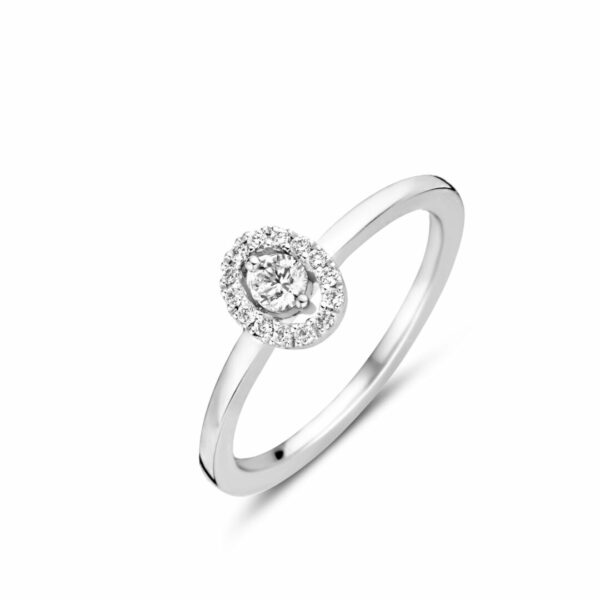 Solitaire diamant accompagné forme poire or blanc 18 carats – Image 3
