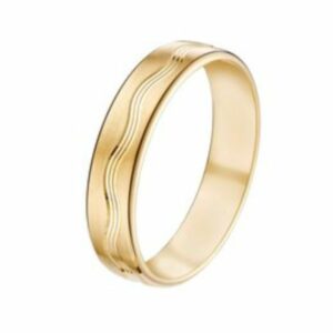 Alliance mariage fantaisie gravée or jaune 18 carats 750/000