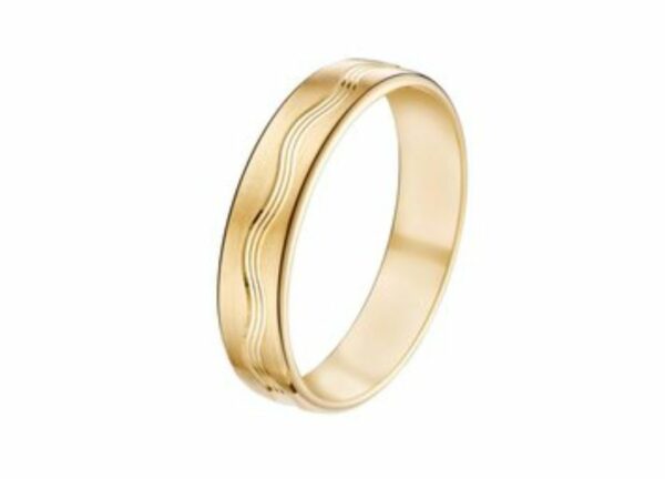 Alliance mariage fantaisie gravée or jaune 18 carats 750/000