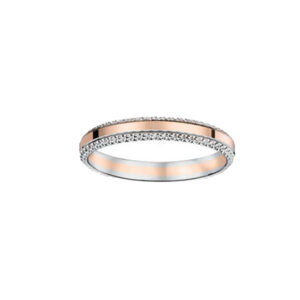 Alliance mariage bicolore or blanc et rouge 18 carats 750/000