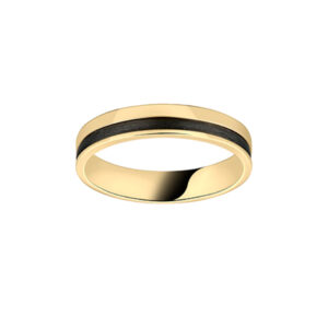 Alliance mariage bicolore jaune/noire carbone et or 18 carats 750/000