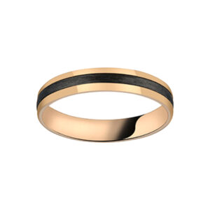 ALLIANCE MARIAGE BICOLORE NOIRE ET ROSE CARBONE OR 18 CARATS 750/000