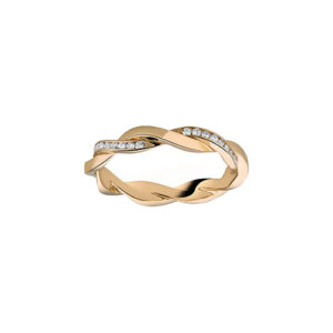 Bague alliance tour complet diamants torsadée or jaune 18 carats