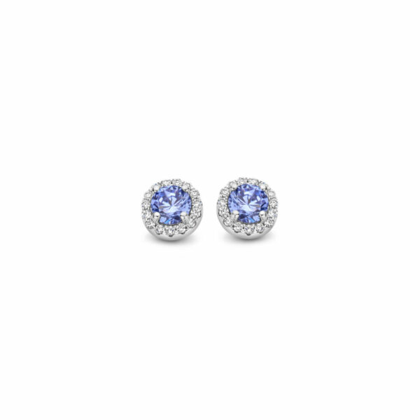 boucles d'oreilles tanzanites pierres imitation argent 925 et oxydes zirconium