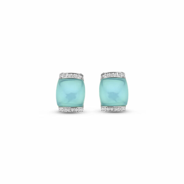 collier cabochon pierre imitation calcédoine sea blue argent 925 et oxydes zirconium – Image 3
