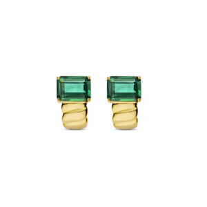 boucles pierres imitation tourmaline verte argent 925 plaqué or jaune 18 carats