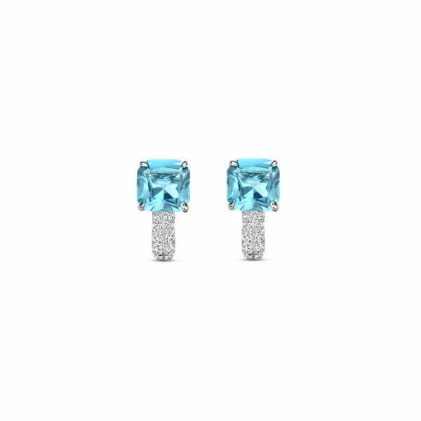 bague coussin facetté topaze bleue pierre imitation, argent 925 et oxydes zirconium – Image 3