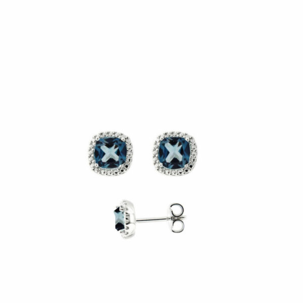 Bague topaze blue london coussin or blanc 18 carats 750/000 – Image 3