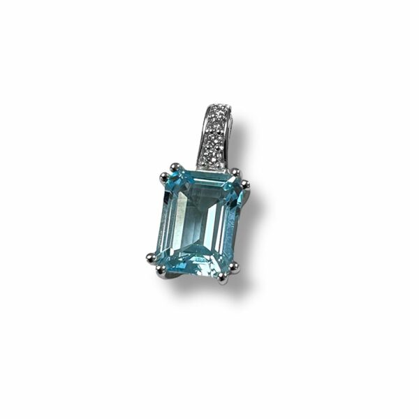 Bague Art déco topaze bleue sky et diamants sur or blanc 18 carats – Image 3