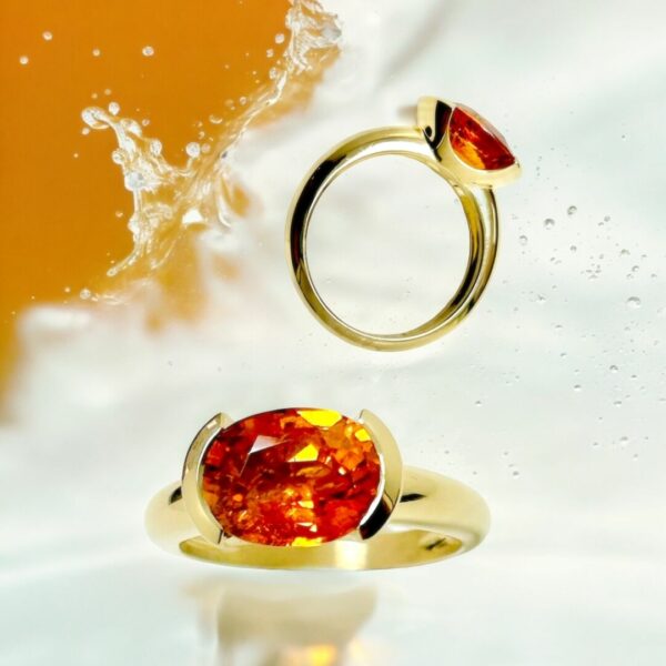 Bague Ando grenat mandarin sur or jaune 18 carats – Image 2
