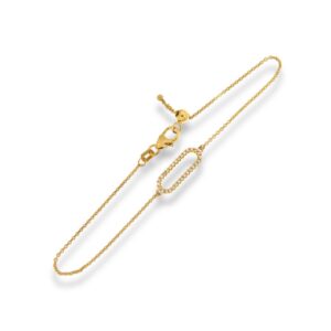 Bracelet chaine motif diamants sertis griffes or jaune 18 carats