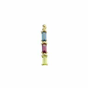 Pendentif multicouleur pierres fines topaze, péridot et rhodolite sur or jaune 18 carats