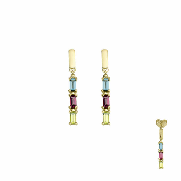 Pendentif multicouleur pierres fines topaze, péridot et rhodolite sur or jaune 18 carats – Image 2