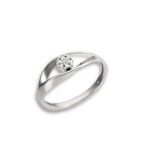 Bague Ondine pavage diamants sur or blanc 18 carats