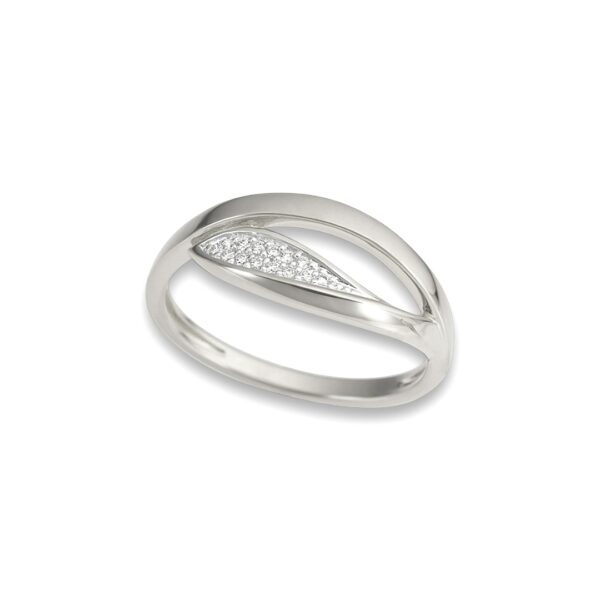 Bague Ondine pavage diamants serti griffes sur or blanc 18 carats