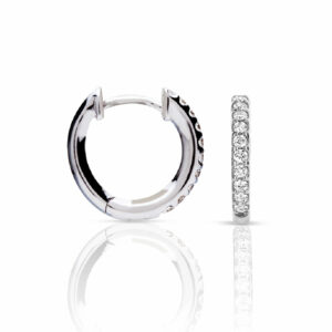 Boucles d'oreilles créoles diamants F/G-VS serti griffes or blanc 18 carats