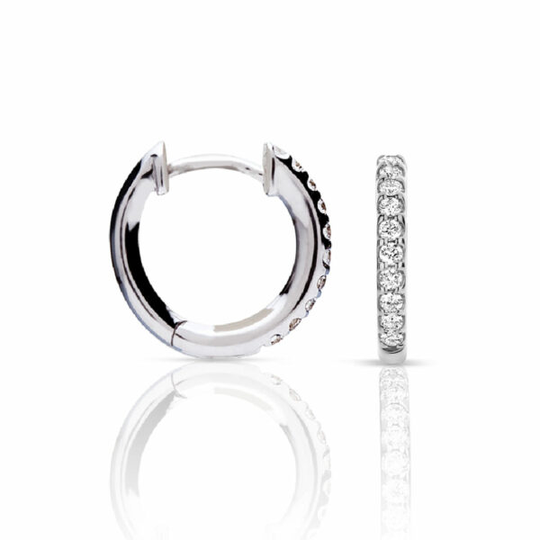Boucles d'oreilles créoles diamants F/G-VS serti griffes or blanc 18 carats