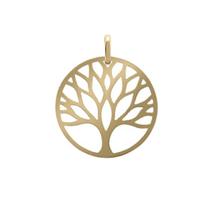 Pendentif rond arbre de vie en or jaune 18 carats
