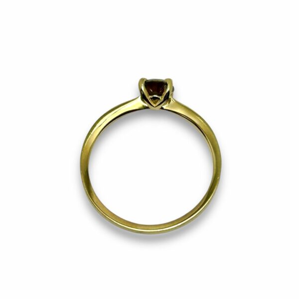 Bague fiançailles solitaire 4 griffes diamant brun naturel 0.55 carat VS or jaune 18 carats – Image 2
