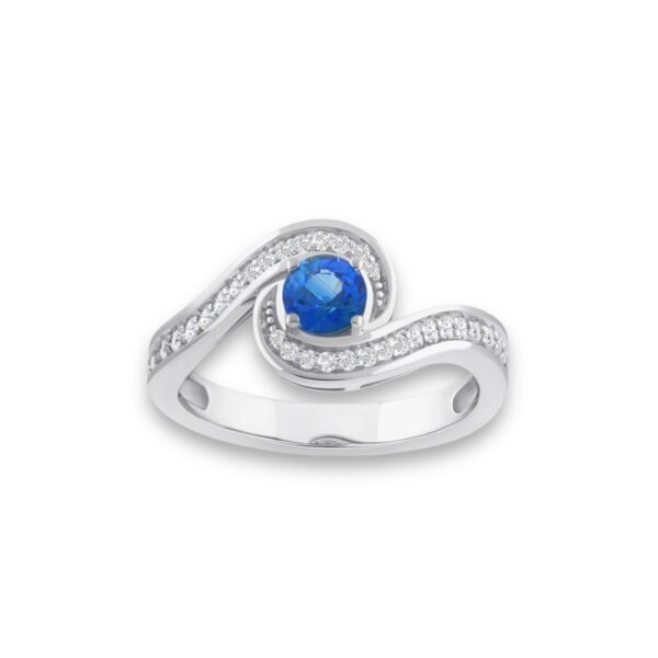 Bague tourbillon saphir de Ceylan AAA et diamants or jaune 18 carats – Image 4