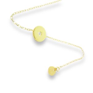 bracelet grand modèle chaine disque diamant or jaune 18 carats