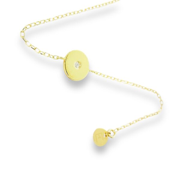 bracelet grand modèle chaine disque diamant or jaune 18 carats