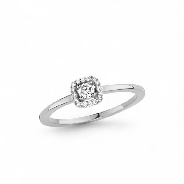Solitaire diamant accompagné forme poire or blanc 18 carats – Image 2