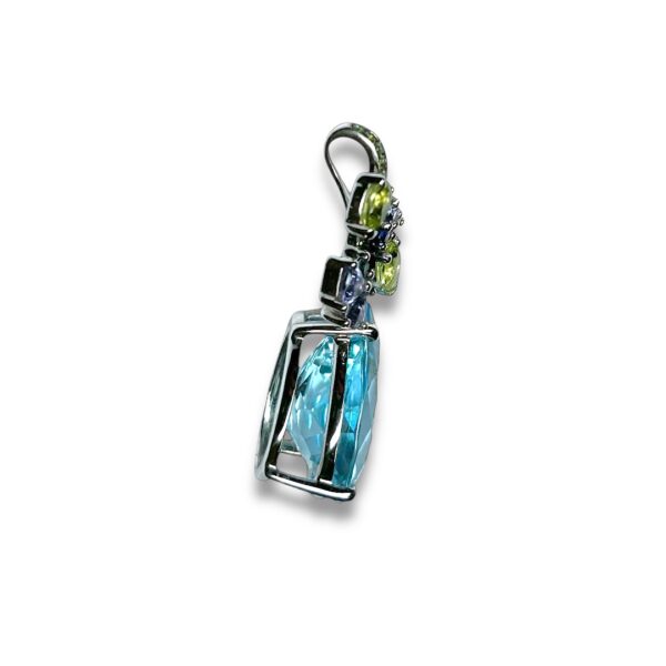 Pendentif Eden grand modèle Isabelle Langlois Topaze bleues pierres fines or blanc 18 carats – Image 2